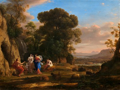 Claude Lorrain (1600 - 1682), The Judgment of Paris, 1645-1646, oil on canvas. National Gallery of Art, Washingto. Free illustration for personal and commercial use.