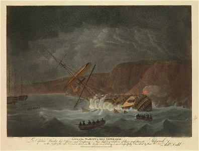 Loss of His Majesty's Ship Venerable - Shipwreck on the Night of the 24th November 1804 on the Rocks in Torbay RMG L9832