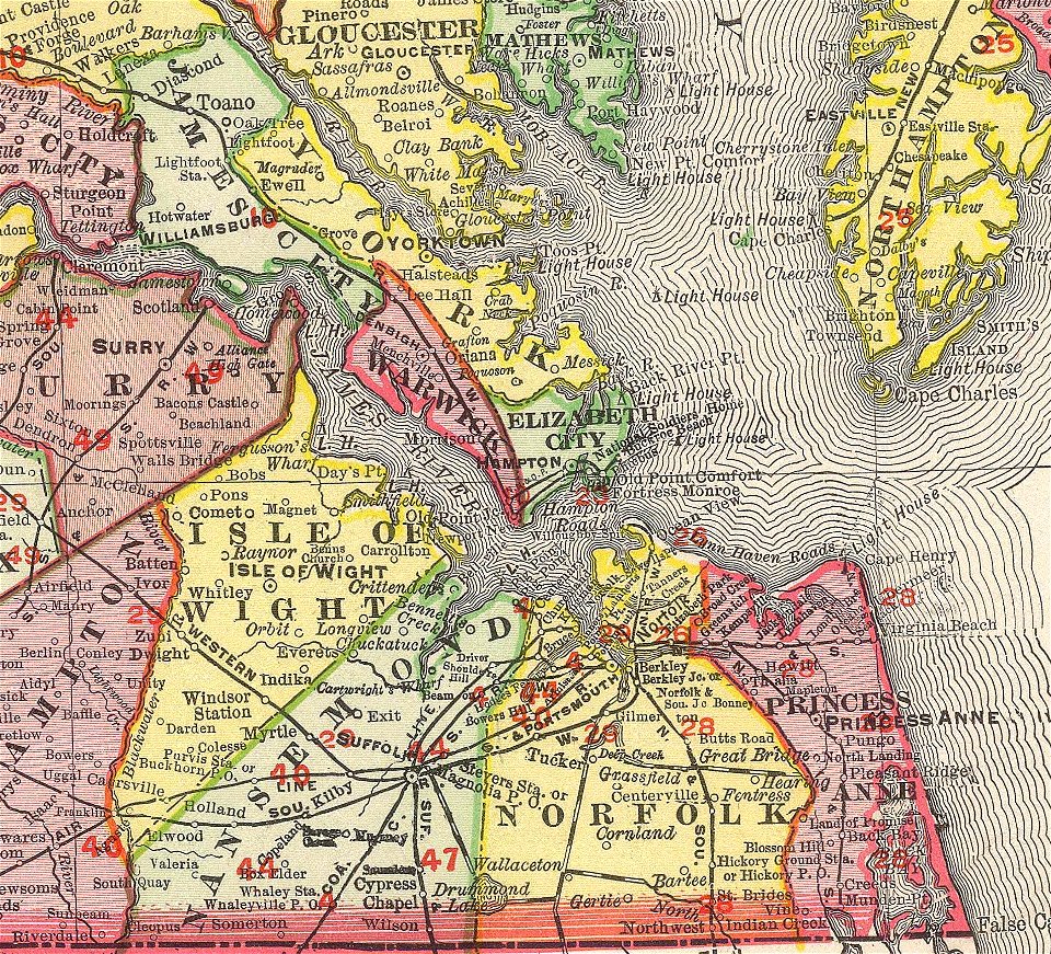 Lost Counties of Virginia on the mouth of the James River