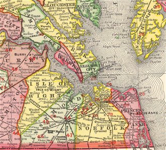Lost Counties of Virginia on the mouth of the James River