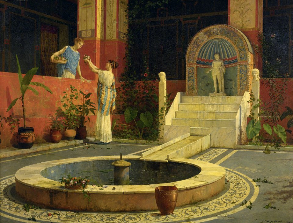 Luigi Bazzani Picking flowers from the courtyard