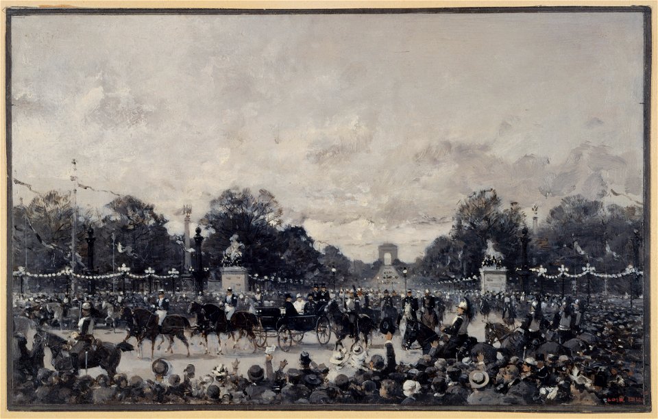 Luigi Loir - Visite des souverains russes à Paris , le cortège officiel passant place de la Concorde, le 6 octobre 1896 - P2622 - Musée Carnavalet