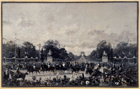 Luigi Loir - Visite des souverains russes à Paris , le cortège officiel passant place de la Concorde, le 6 octobre 1896 - P2622 - Musée Carnavalet