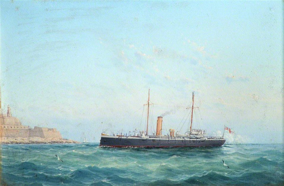 Luigi Maria Galea (1847-1917) - The British Cruiser HMS 'Fearless' - BHC3339 - Royal Museums Greenwich