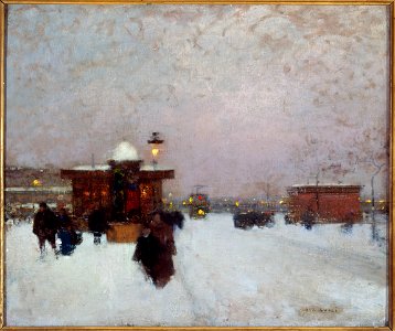 Luigi Loir - Porte Maillot , effet de neige, la nuit - P1702 - Musée Carnavalet