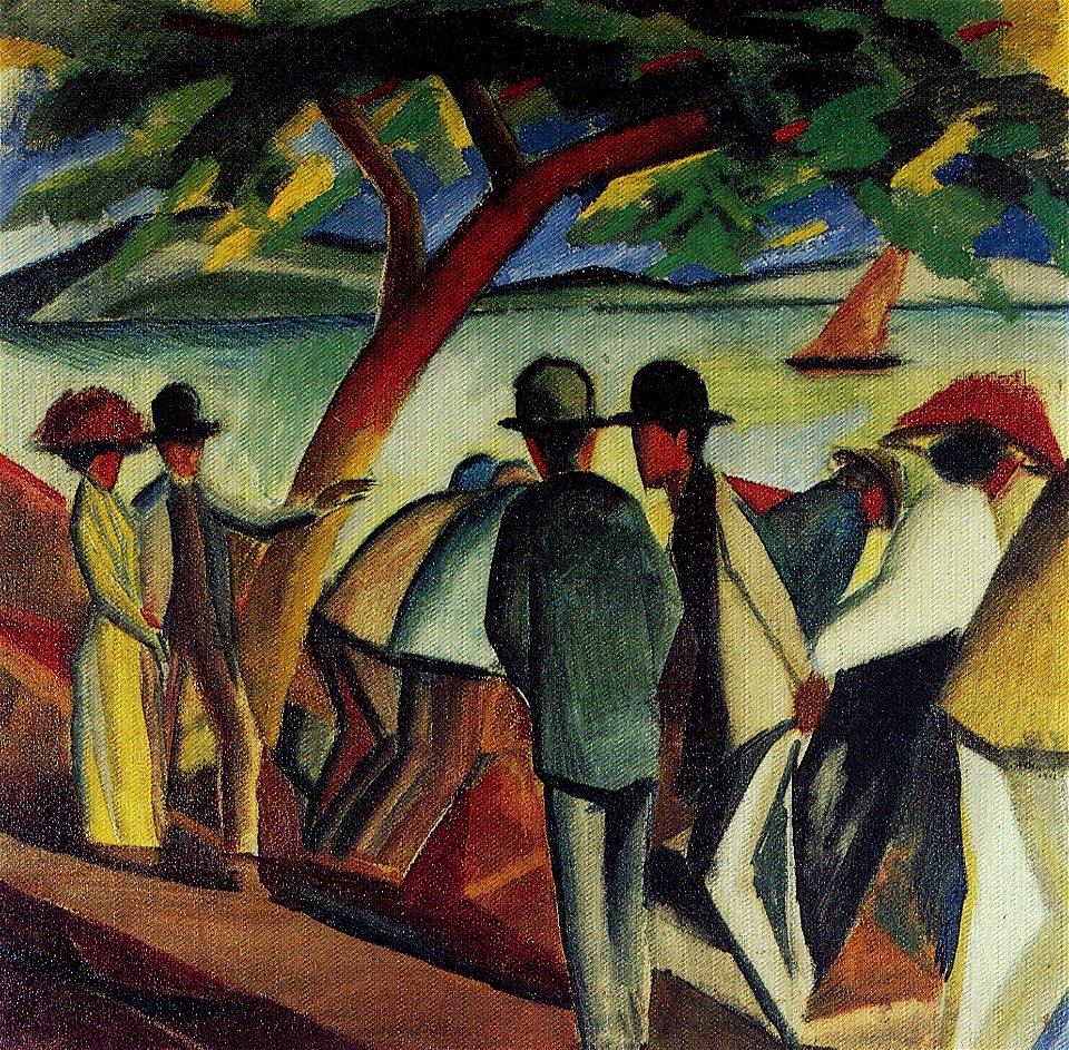 Macke, Spaziergänger am See I