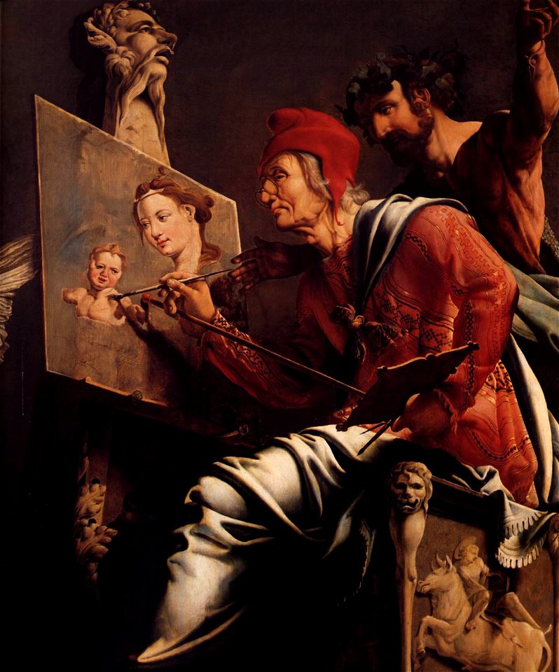 Maarten van Heemskerck - St Luke Painting the Virgin and Child (detail) - WGA11300