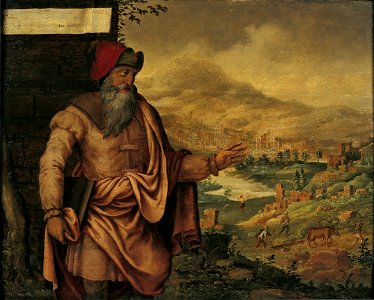 Maarten van Heemskerck - Prophet Isaiah predicts the return of the Jews from exile 1560-1565 FHM01 OS-I-173. Free illustration for personal and commercial use.