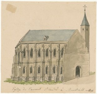 Maastricht, Sint-Andrieskerk (Ph v Gulpen, 1847). Free illustration for personal and commercial use.