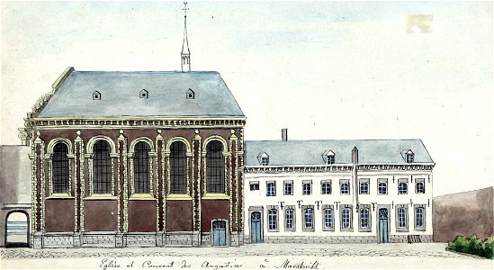 Maastricht, Augustijnenkerk en -klooster (Ph v Gulpen, ca 1840). Free illustration for personal and commercial use.