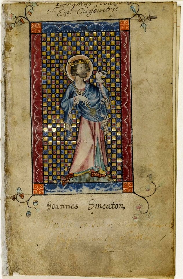 Macclesfield Psalter - FitzWilliam Museum f1r (St Edmund of Bury)