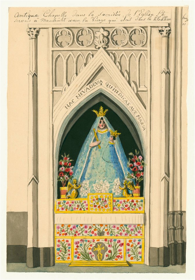 Maastricht, St-Servaaskerk, Mariabeeld in nis (Ph v Gulpen, ca 1840)