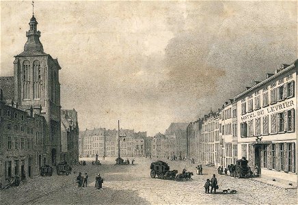 Maastricht, reclameprent Hôtel du Levrier, detail1 (Alexander Schaepkens)