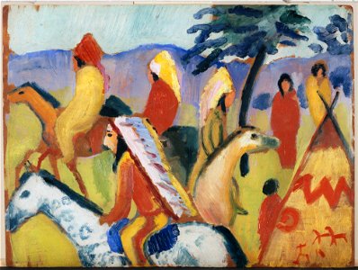 Macke, August - Reitende Indianer beim Zelt - Google Art Project