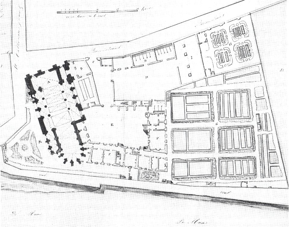 Maastricht, Antonietenklooster, plattegrond situatie 1790