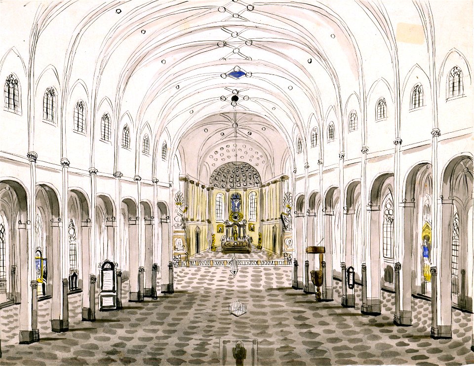 Maastricht, St-Servaaskerk, interieur (Ph v Gulpen, ca 1840)