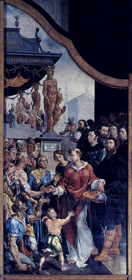 Maarten van Heemskerck - St. Laurence gives food to the poor