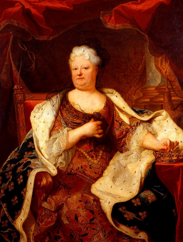Madame holding a crown of a daughter of France by Rigaud