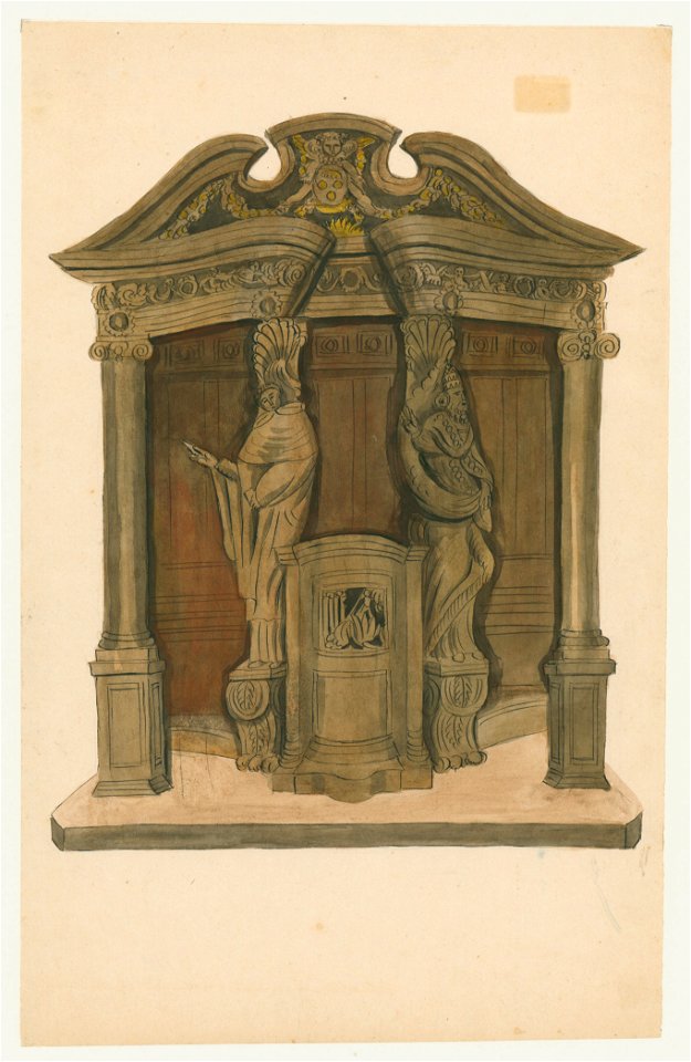 Maastricht, St-Servaaskerk, biechtstoel2 (Ph v Gulpen, ca 1840)