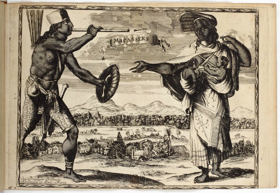 Macassers -Ujungpandang- - Costumes des quatre parties du monde, gravés dans la manière de Luycken (1670)