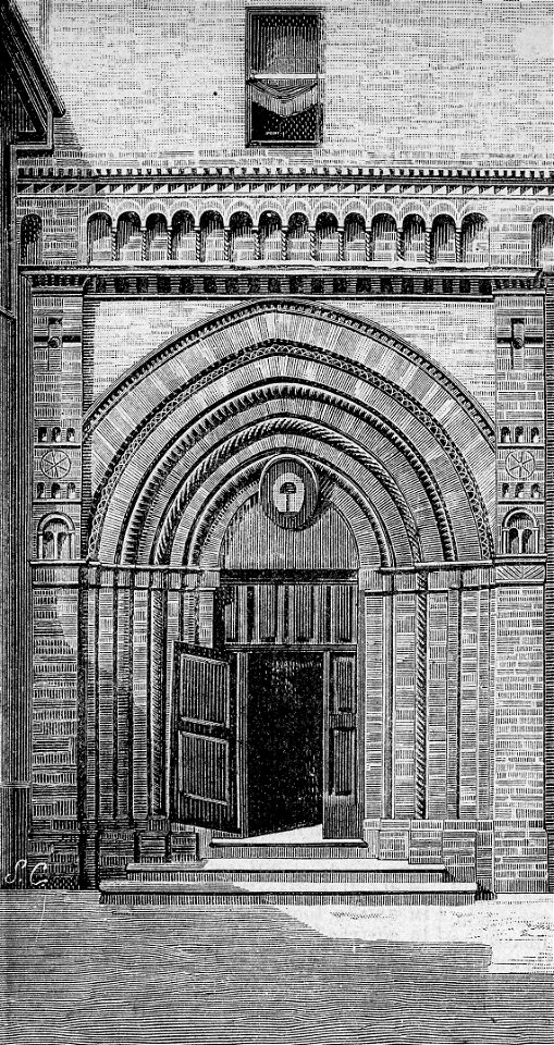 Macerata – Facciata della chiesa di Santa Maria della Porta (xilografia)