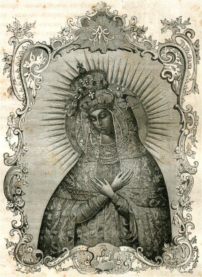 Maci Božaja Vastrabramskaja, Pahonia. Маці Божая Вастрабрамская, Пагоня (1882)