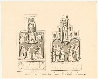 Maastricht, St-Servaaskerk, epitaven kruisgang (Ph v Gulpen, ca 1840)
