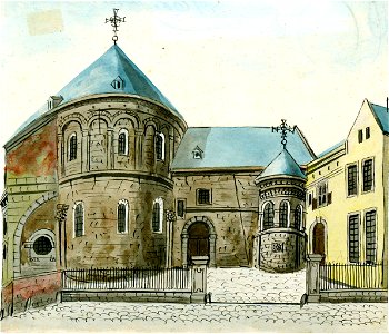 Maastricht, OLV-kerk, oostzijde (Ph v Gulpen, 1840). Free illustration for personal and commercial use.