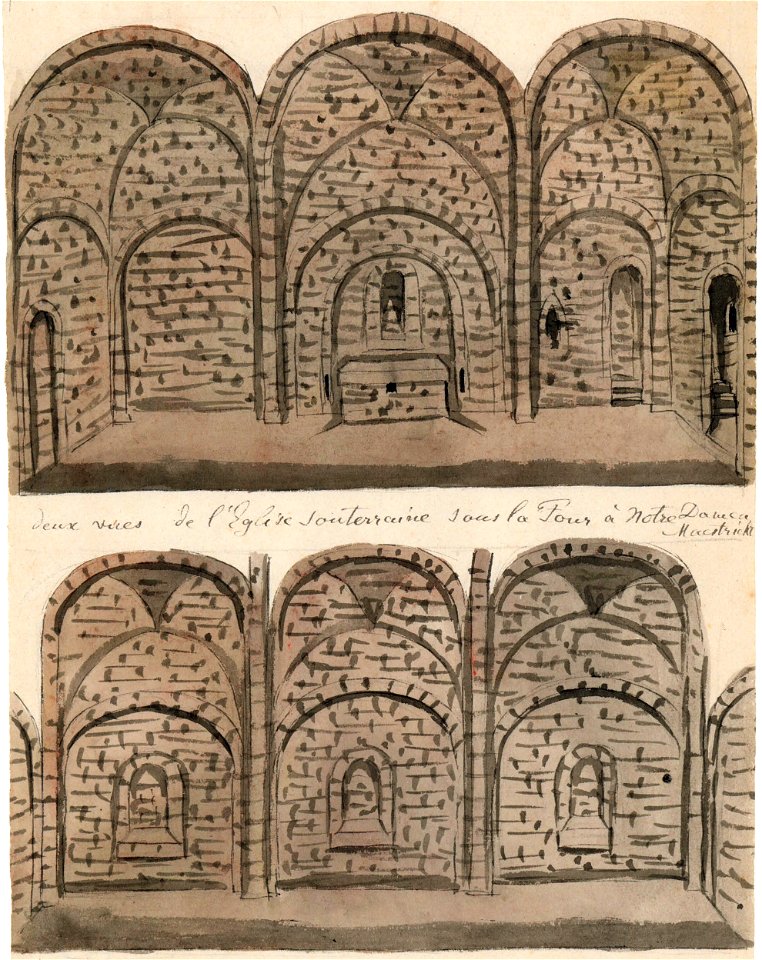 Maastricht, OLV-kerk, westwerkcrypte (Ph v Gulpen, ca 1840-50)