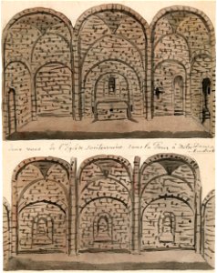 Maastricht, OLV-kerk, westwerkcrypte (Ph v Gulpen, ca 1840-50). Free illustration for personal and commercial use.