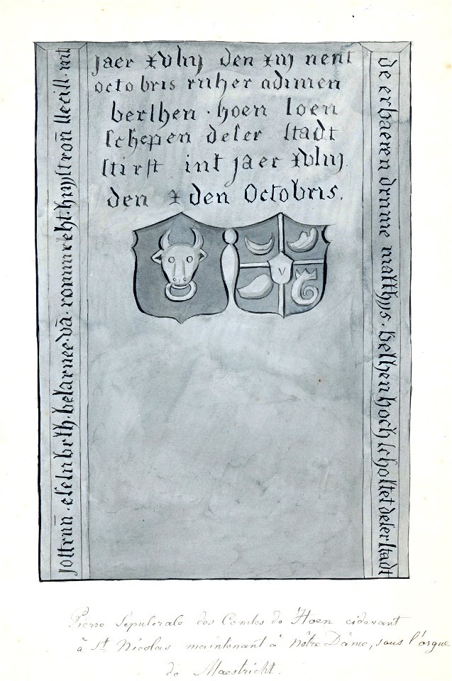Maastricht, OLV-kerk, grafsteen Hoen (Ph v Gulpen, ca 1840)