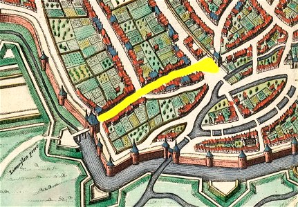 Maastricht, omgeving Tongersestraat, detail kaart Joan Blaeu, 1649 (Atlas van Loon, 1652)