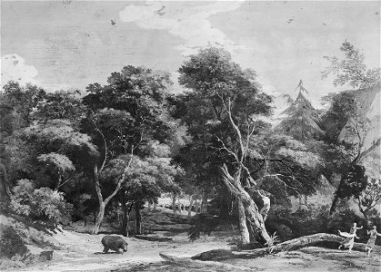 Marco Ricci (Belluno 1676-Venice 1730) - A Wood with Peasants Alarmed by a Bear - RCIN 400580 - Royal Collection