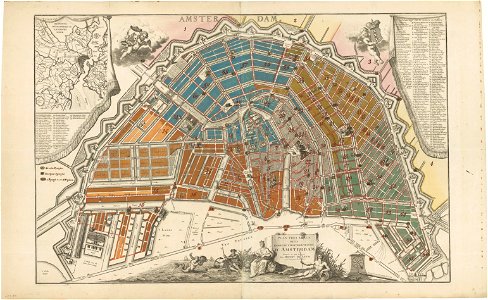 Map of Amsterdam with civic militia districts by Hendrik de Leth