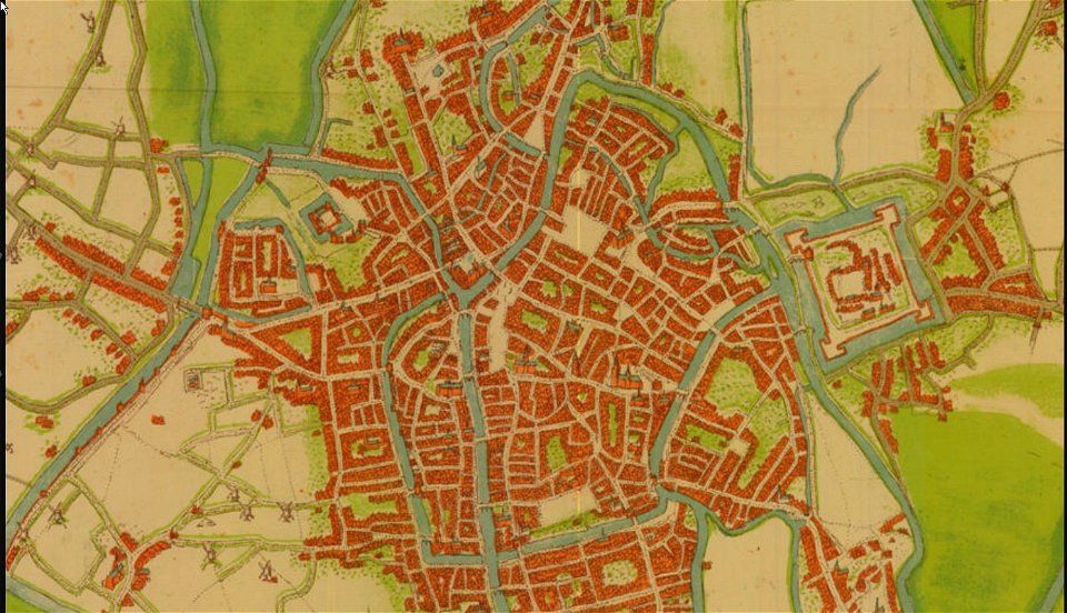 Map of Ghent by Jacob van Deventer, detail (2). Free illustration for personal and commercial use.