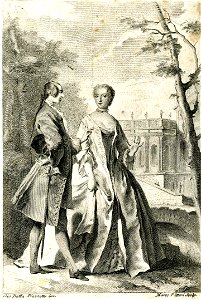Marco Pitteri - Count Algarotti instructing a lady, walking and conversing outdoors. 1737, 1878,0511.1049