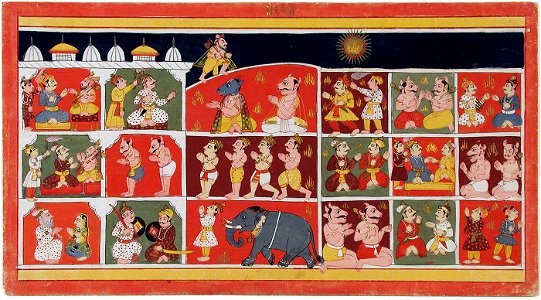 Many little compartments with people, demons, and an elephant (6124575375)
