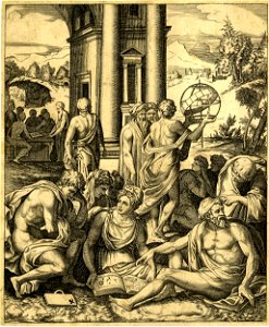 Marco da Ravenna - CircleSchool of - An assembly of male and female scholars of maths and sciences, H,7.59