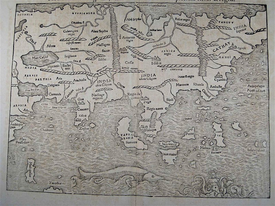 Map of Asia a closer view(1554). Free illustration for personal and commercial use.