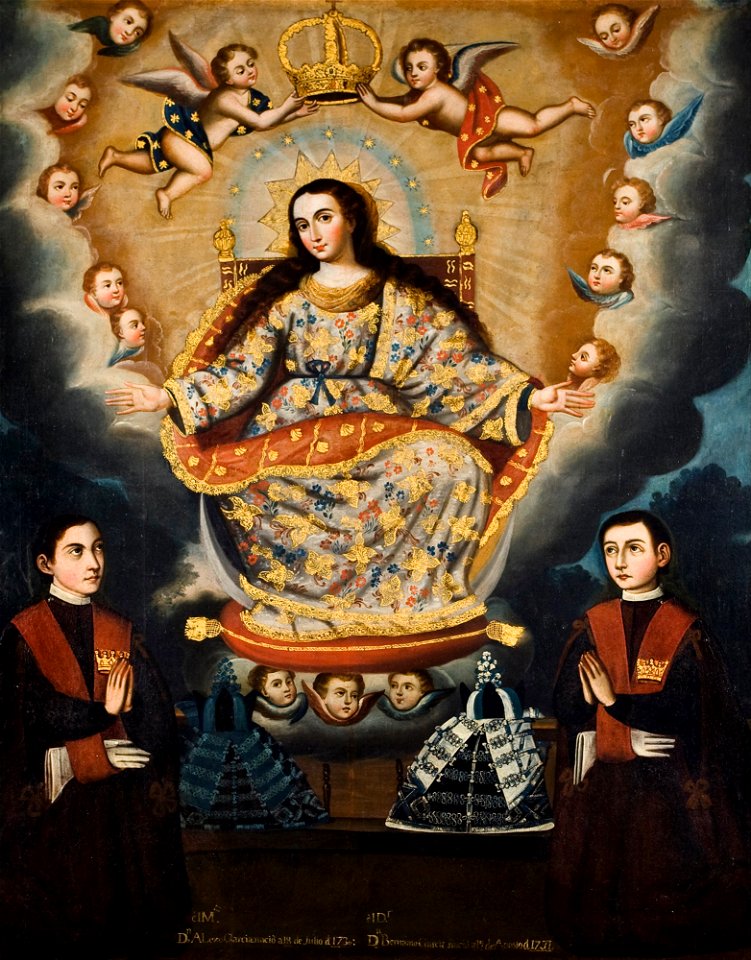 Marcos Zapata y taller - Seated Madonna with Graduation of the García Brothers - Google Art Project
