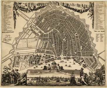 Map of Amsterdam with the New Plantage by Johannes Kip