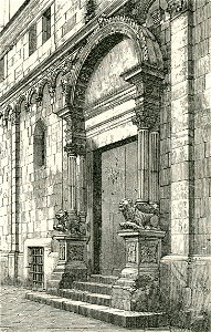 Mola di Bari porta della cattedrale xilografia di Barberis 1898