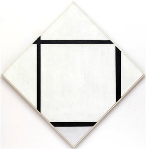 Mondrian - Tableau I Lozenge with Four Lines and Gray, 1926. Free illustration for personal and commercial use.