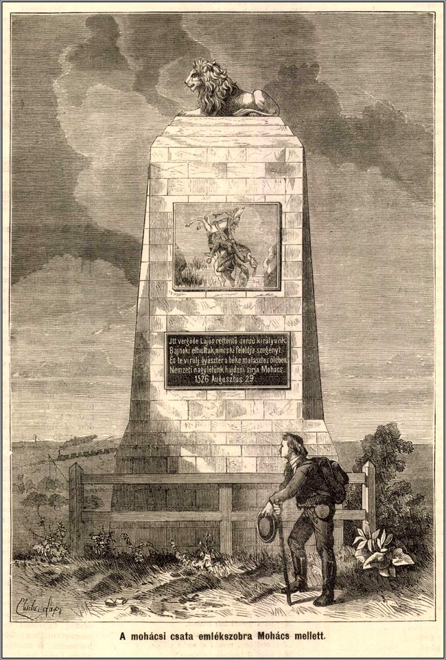 Mohácsi csata emlékműve. Mo. és a Nagyvilág, 1874