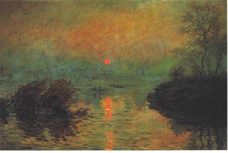 Monet - Sonnenuntergang über der Seine bei Lavacourt
