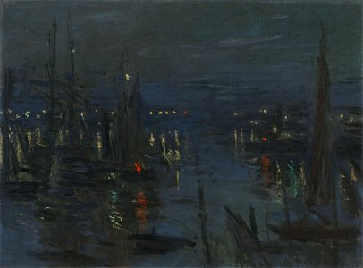 Monet - the-port-of-le-havre-night-effect. Free illustration for personal and commercial use.