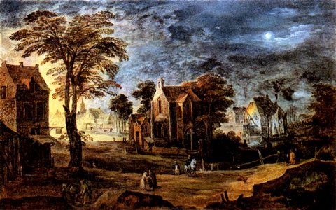 Joos de Momper (II) - Village at Full Moon - WGA16138