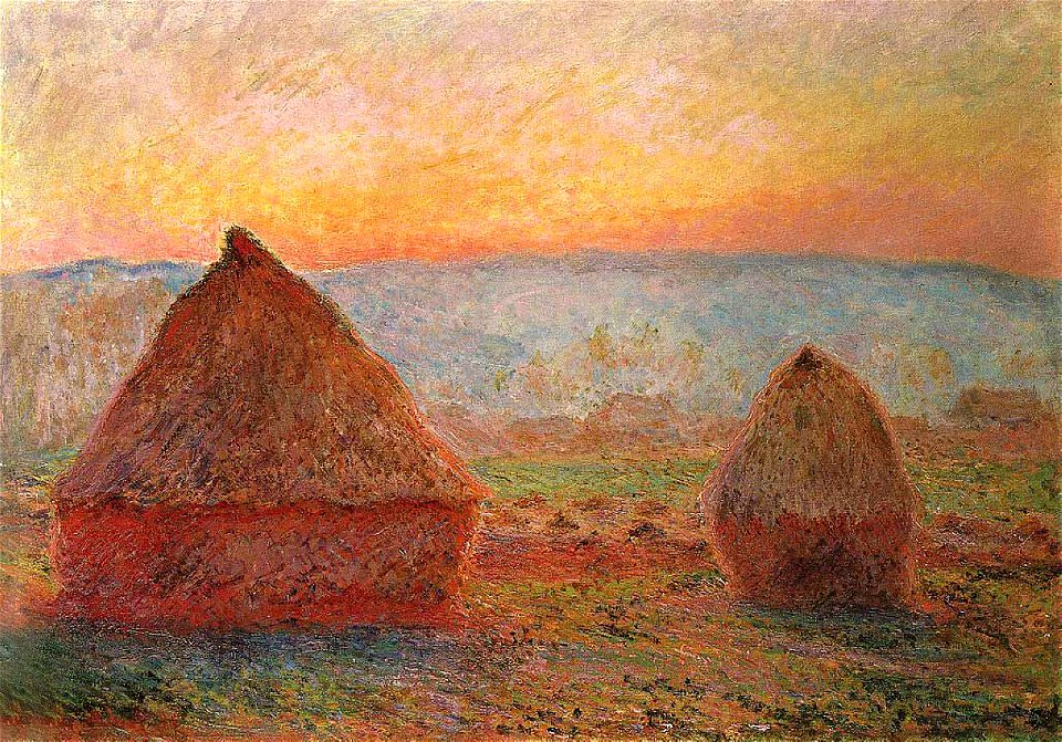 Monet grainstacks-at-giverny-sunset W1213