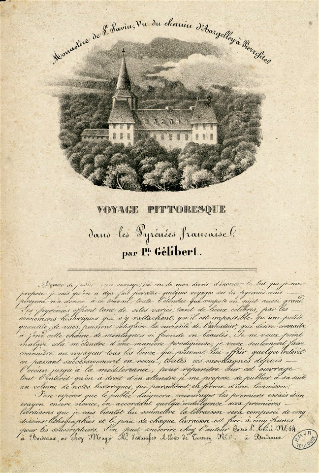 Monastère de St. Savin, vu du chemin d'Aargelley (sic) à Pierrefites (sic). - Fonds Ancely - B315556101 A GELIBERT 2 001