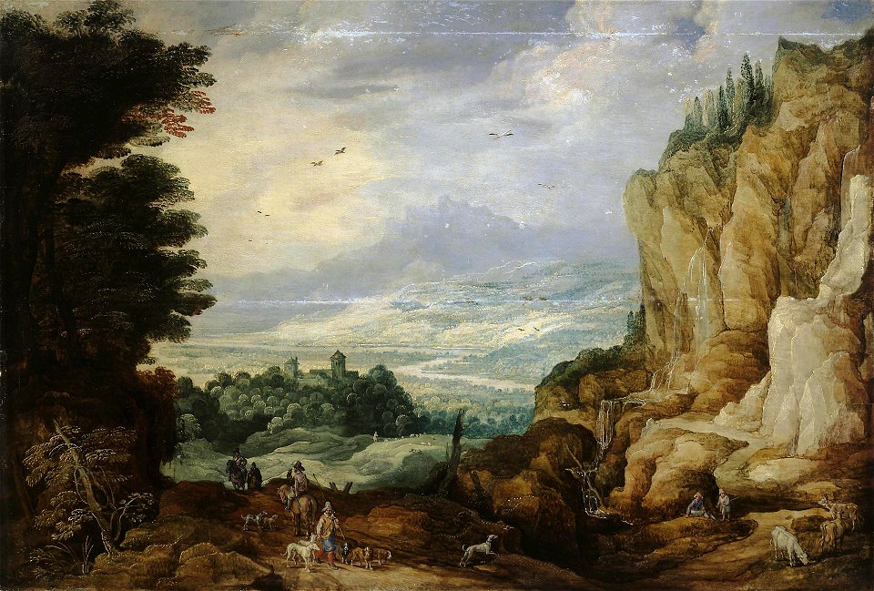 Joos de Momper (II) & Jan Brueghel (I) - Rock Landscape with a Waterfall (Hermitage)